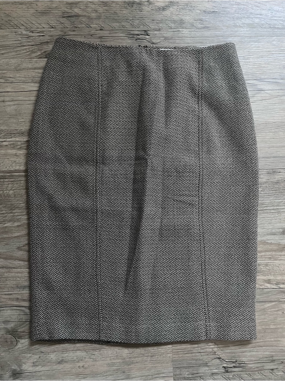 Worthington Womens 10 Brown Cream Wool Blend Herringbone  Skirt Chevron Slit